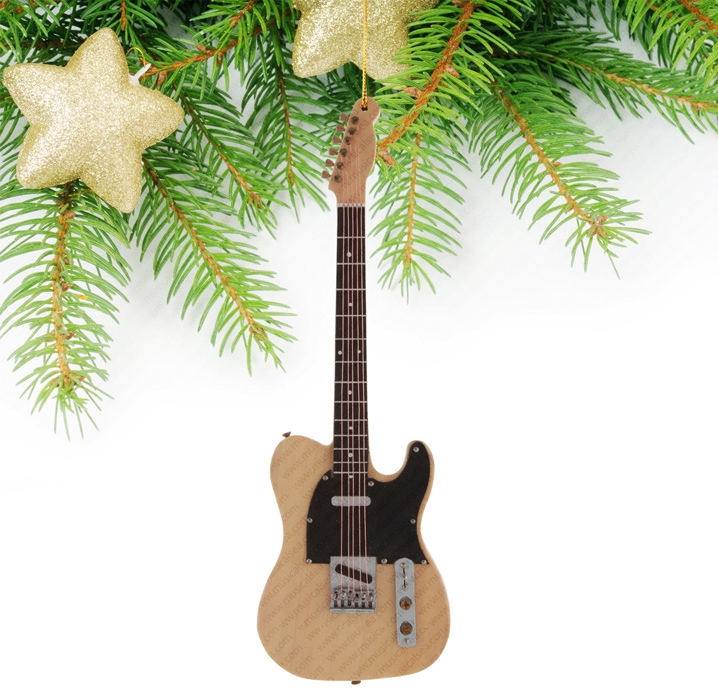 Miniature wooden guitar christmas tree orname